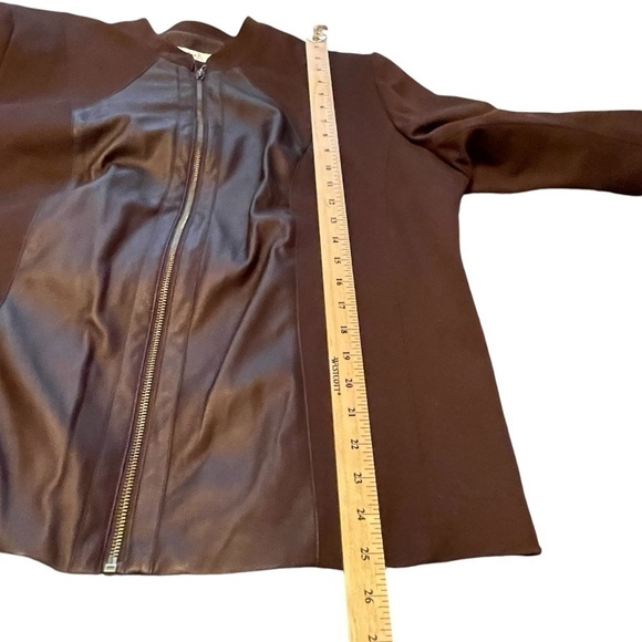 Tan Jay Autumn Spice Jacket/Blazer Size 16-Zip Up-Faux Leather Inserts NWT - Picture 6 of 9